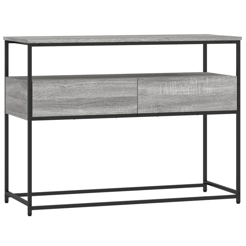 Table d'appoint console pratique avec tiroirs pour une entrée organisée 100 x 40 x 75 cm bois d'ingénierie gris et métal DEC032207