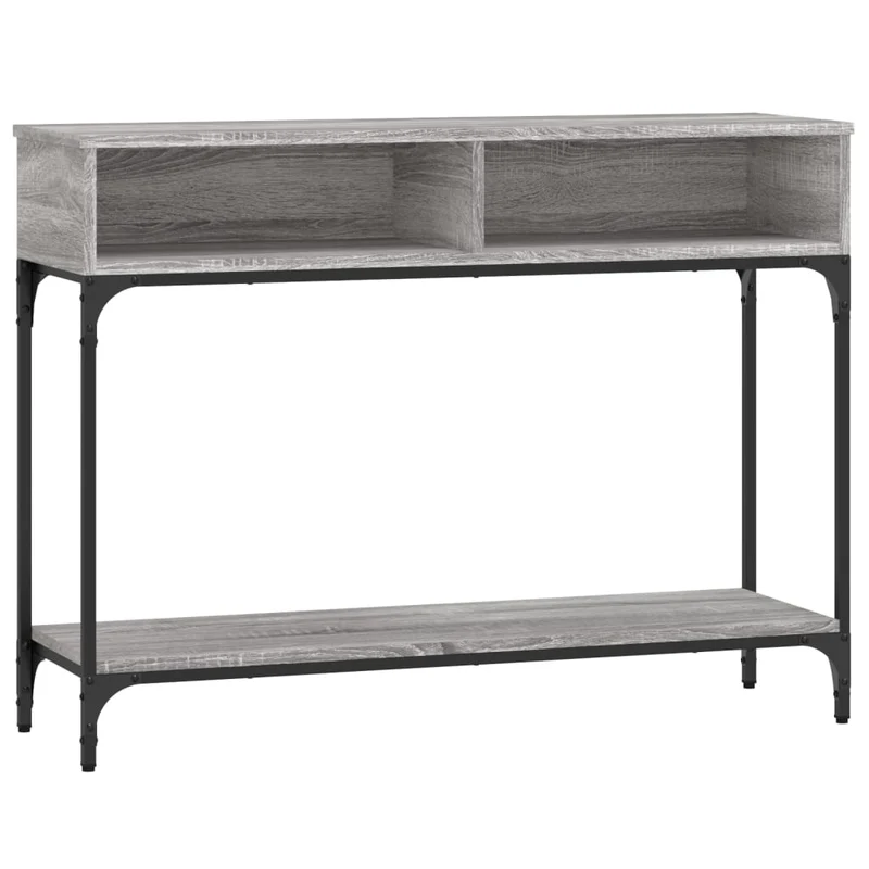 Table d'appoint console pratique avec compartiments pour une entrée organisée 100 x 30,5 x 75 cm bois d'ingénierie gris et métal DEC032191