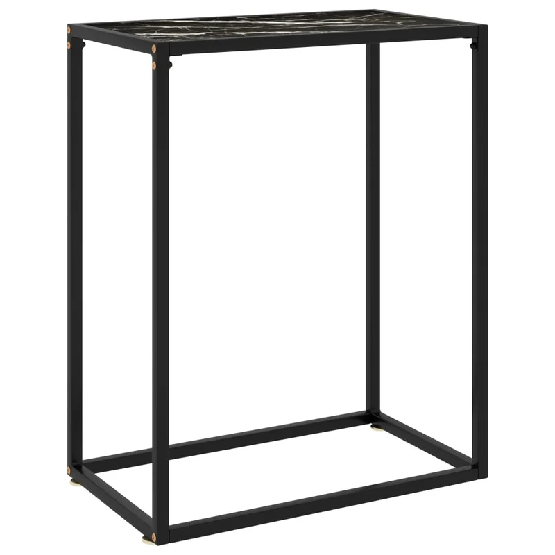 Table d'appoint console pratique pour une entrée organisée 60 x 35 x 75 cm verre trempé et acier noir DEC032141