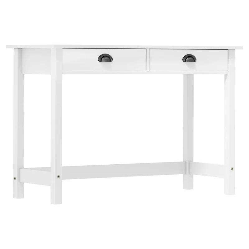 Table d'appoint console pratique avec tiroirs pour une entrée organisée 110 x 45 x 74 cm bois pin massif blanc DEC032024