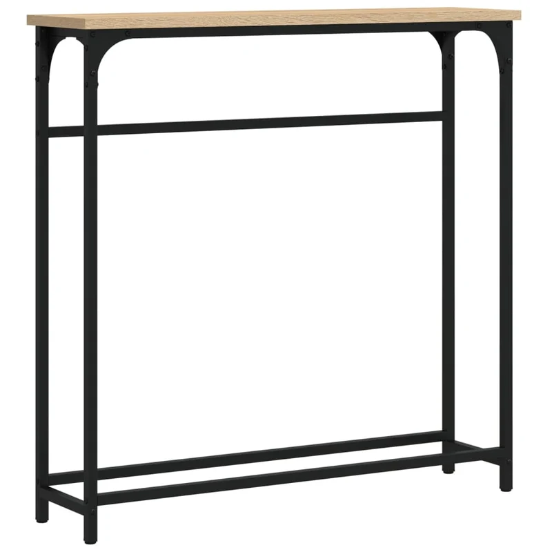 Table d'appoint console pratique pour une entrée organisée 75 x 19,5 x 75 cm bois d'ingénierie couleur chêne et métal DEC031946