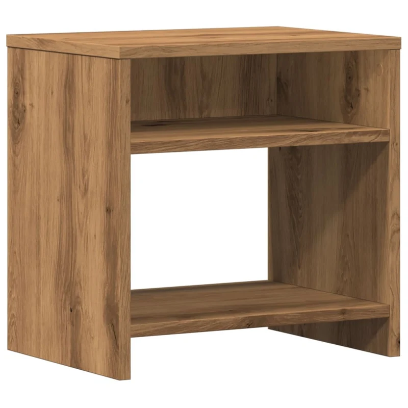 Table de chevet avec deux compartiments 40 x 30 x 40 cm bois d'ingénierie couleur chêne DEC033532