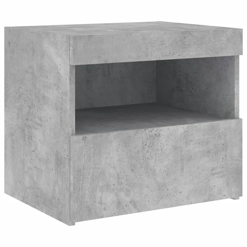 Table de chevet avec lumières LED tiroir et compartiment 50 x 40 x 45 cm bois d'ingénierie gris DEC033191