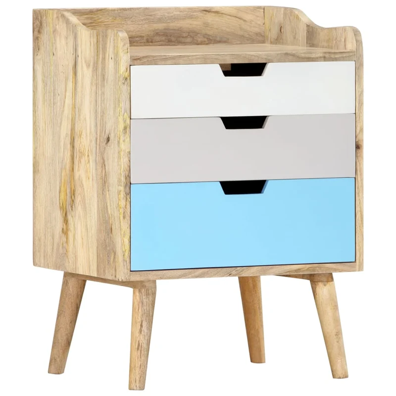 Table de chevet avec 3 tiroirs 47 x 35 x 63 cm bois de manguier solide multicolore DEC033026