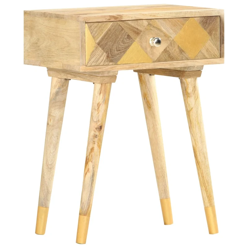 Table de chevet avec tiroir 43 x 30 x 58 cm bois de manguier massif DEC033016