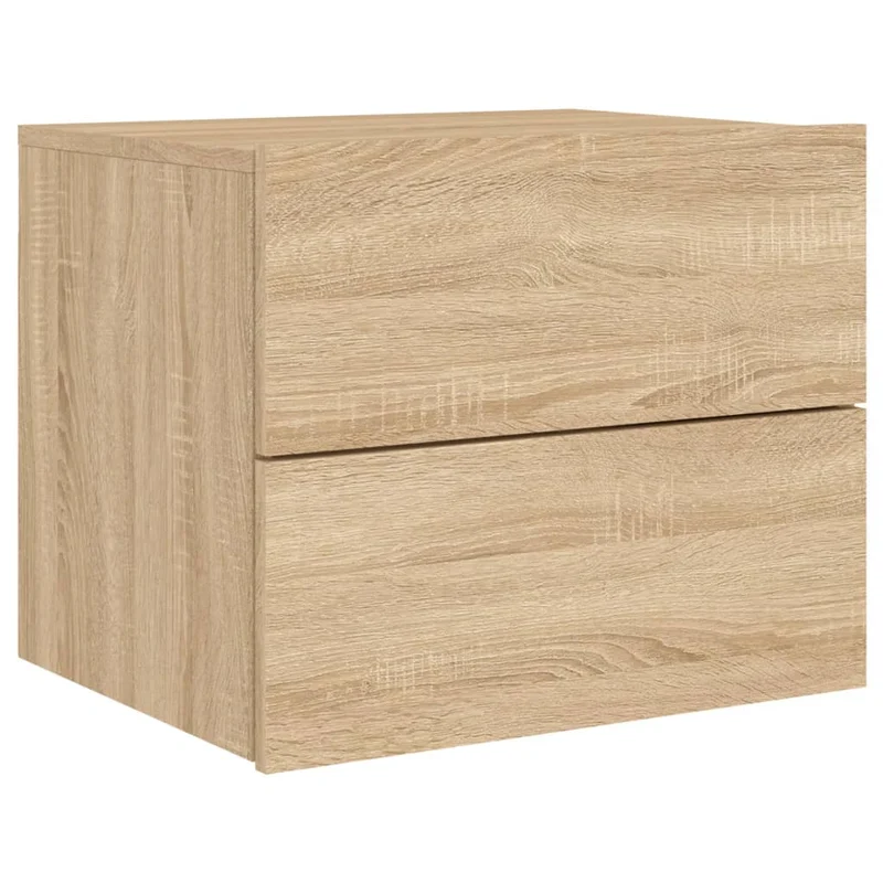 Table de chevet murale avec lumières LED et tiroirs 50 x 39 x 41 cm en bois d'ingénierie couleur chêne DEC034188