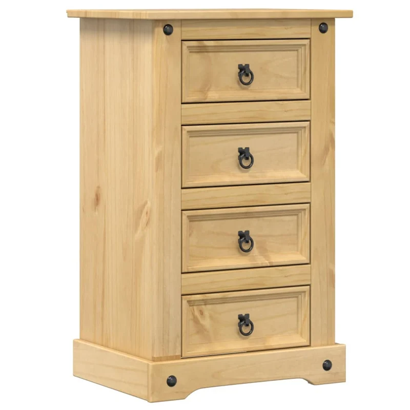 Table de chevet avec 4 tiroirs 53 x 39 x 84 cm bois de pin massif brun DEC033908