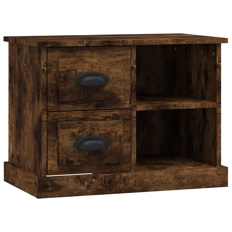 Table de chevet avec tiroirs et compartiment ouvert 60 x 35,5 x 45 cm bois d'ingénierie marron DEC033669