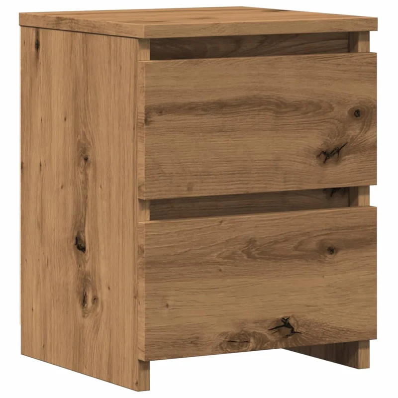 Table de chevet avec deux tiroirs 30 x 30 x 40 cm bois d'ingénierie couleur chêne DEC033530