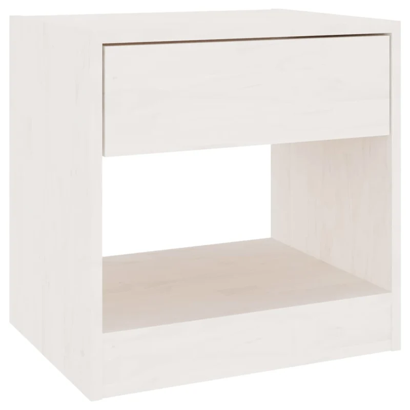 Table de chevet avec compartiment ouvert et tiroir 40 x 31 x 40 cm bois de pin blanc DEC033344