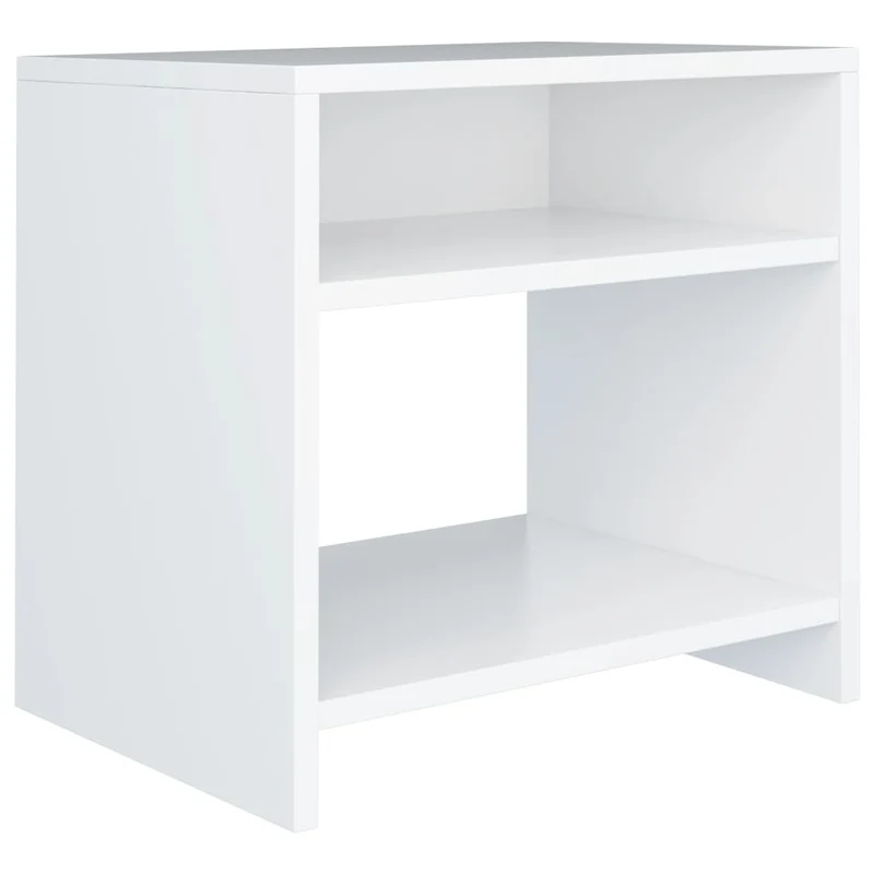 Table de chevet avec compartiment ouvert et une étagère 40 x 30 x 40 cm bois d'ingénierie blanc DEC033334