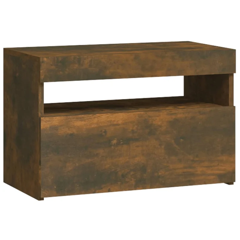 Table de chevet avec lumières LED avec compartiment avec porte 60 x 35 x 40 cm bois d'ingénierie marron DEC033177