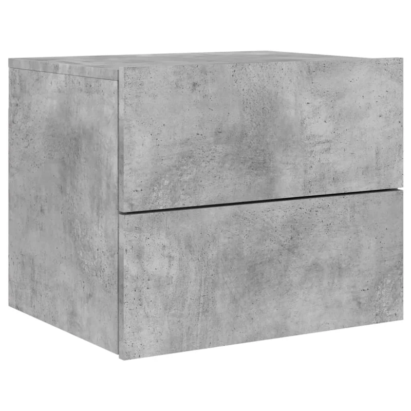Table de chevet murale avec lumières LED et 2 tiroirs 50 x 39 x 41 cm en bois d'ingénierie gris DEC034198