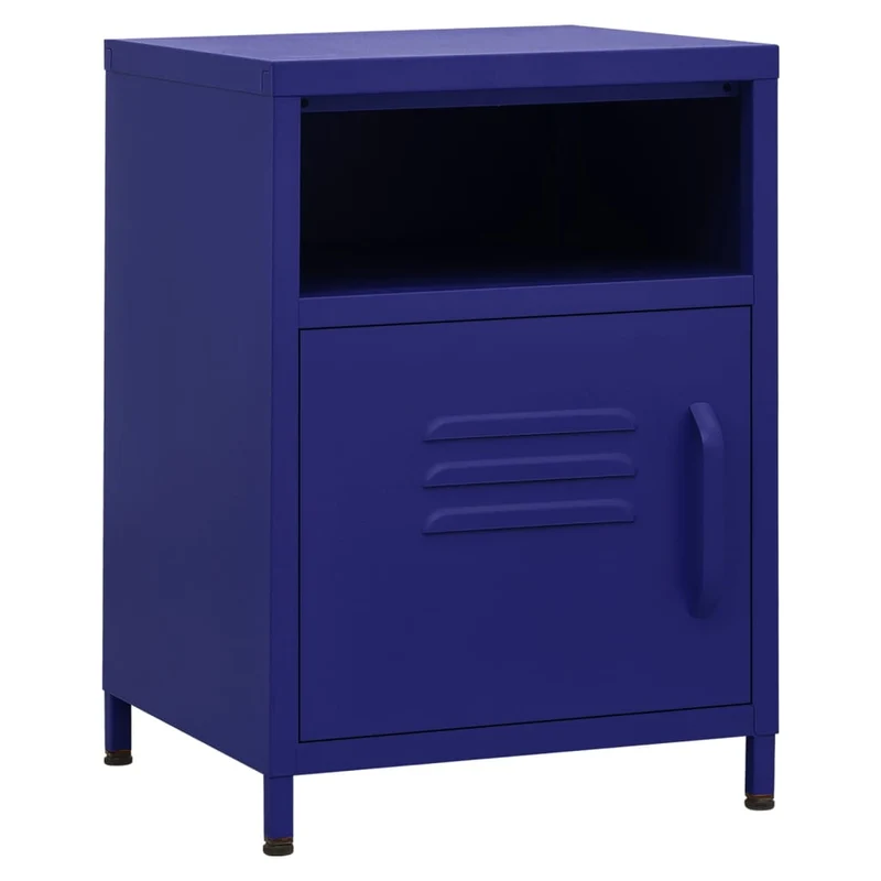 Table de chevet avec compartiment ouvert et avec porte 35 x 35 x 51 cm acier bleu DEC033525