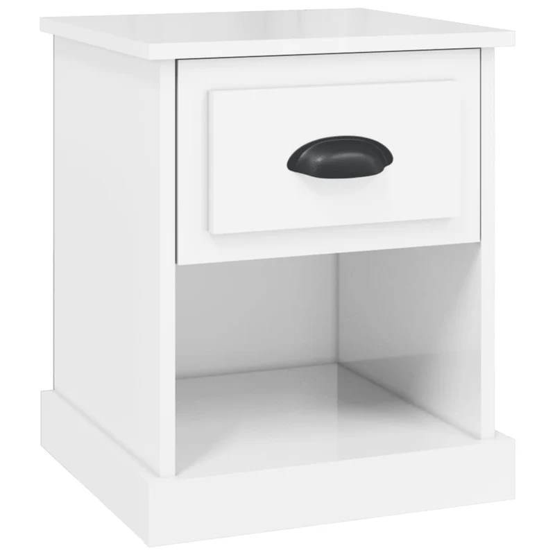 Table de chevet avec tiroir et compartiment ouvert 39 x 39 x 47,5 cm bois d’ingénierie blanc DEC033440