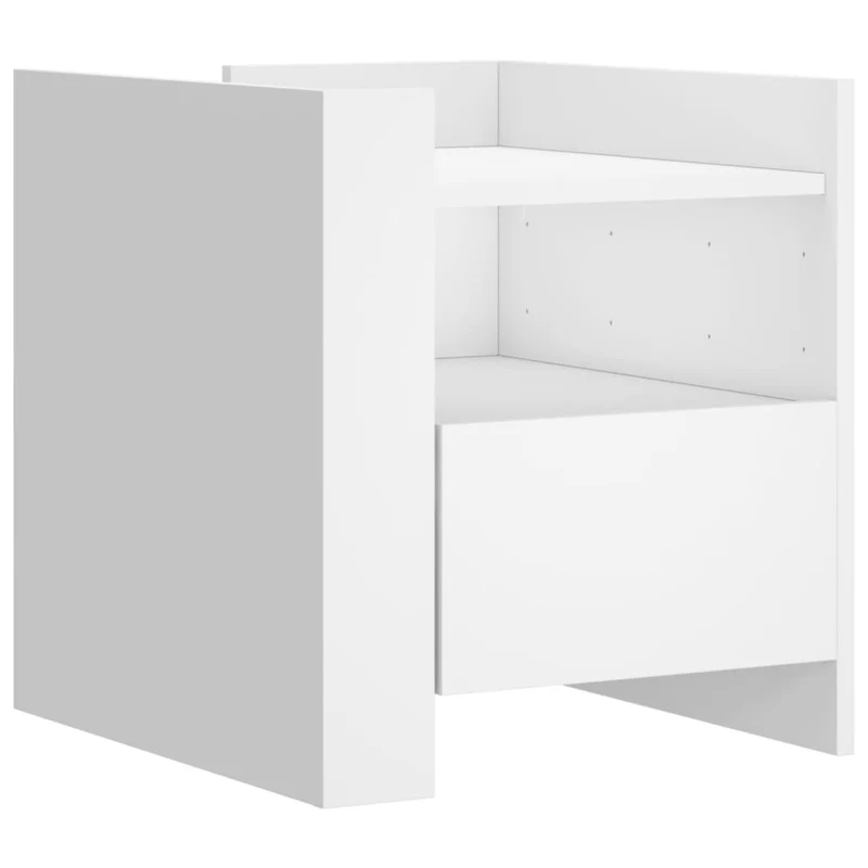 Table de chevet avec tiroir et étagère 45 x 50 x 50 cm bois d’ingénierie blanc DEC033408