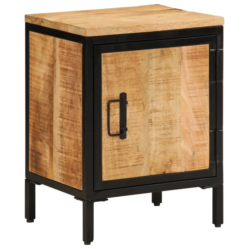 Table de chevet avec compartiment ouvert 40 x 30 x 52,5 cm bois de manguier massif et fer DEC032947