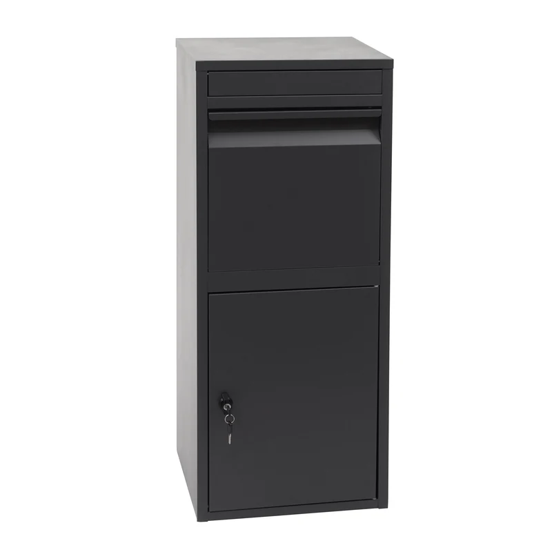 Boîte à colis paquet boîte aux lettres sur pieds 102x41x38 cm en acier inoxydable anthracite galvanisé 04_0001374