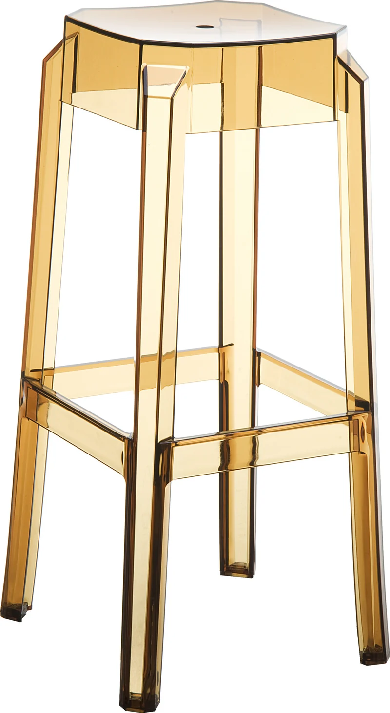 Tabouret de bar x1 intérieur ou exterieur design moderne plastique couleur ambre transparent 10_0004872
