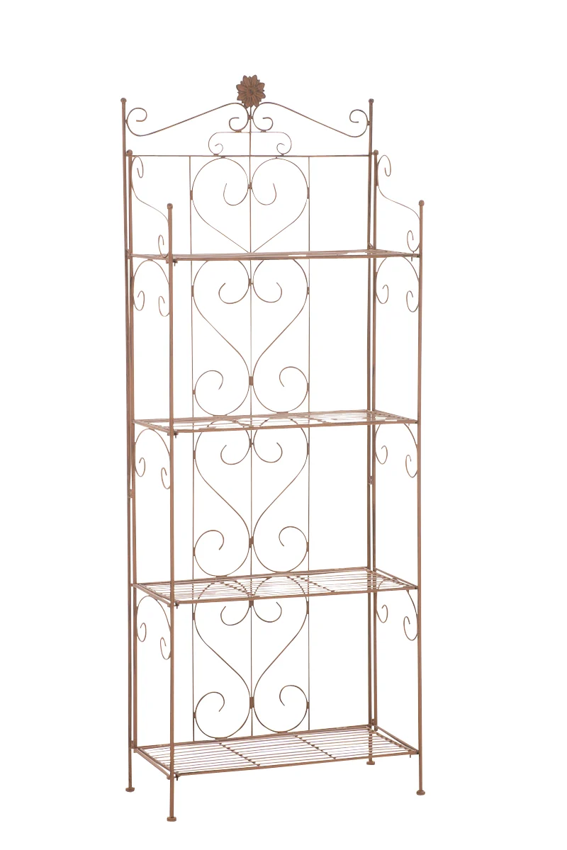 Etagère sur 4 niveaux rangement style rustique 160x60 cm en métal marron vieilli 10_0003914