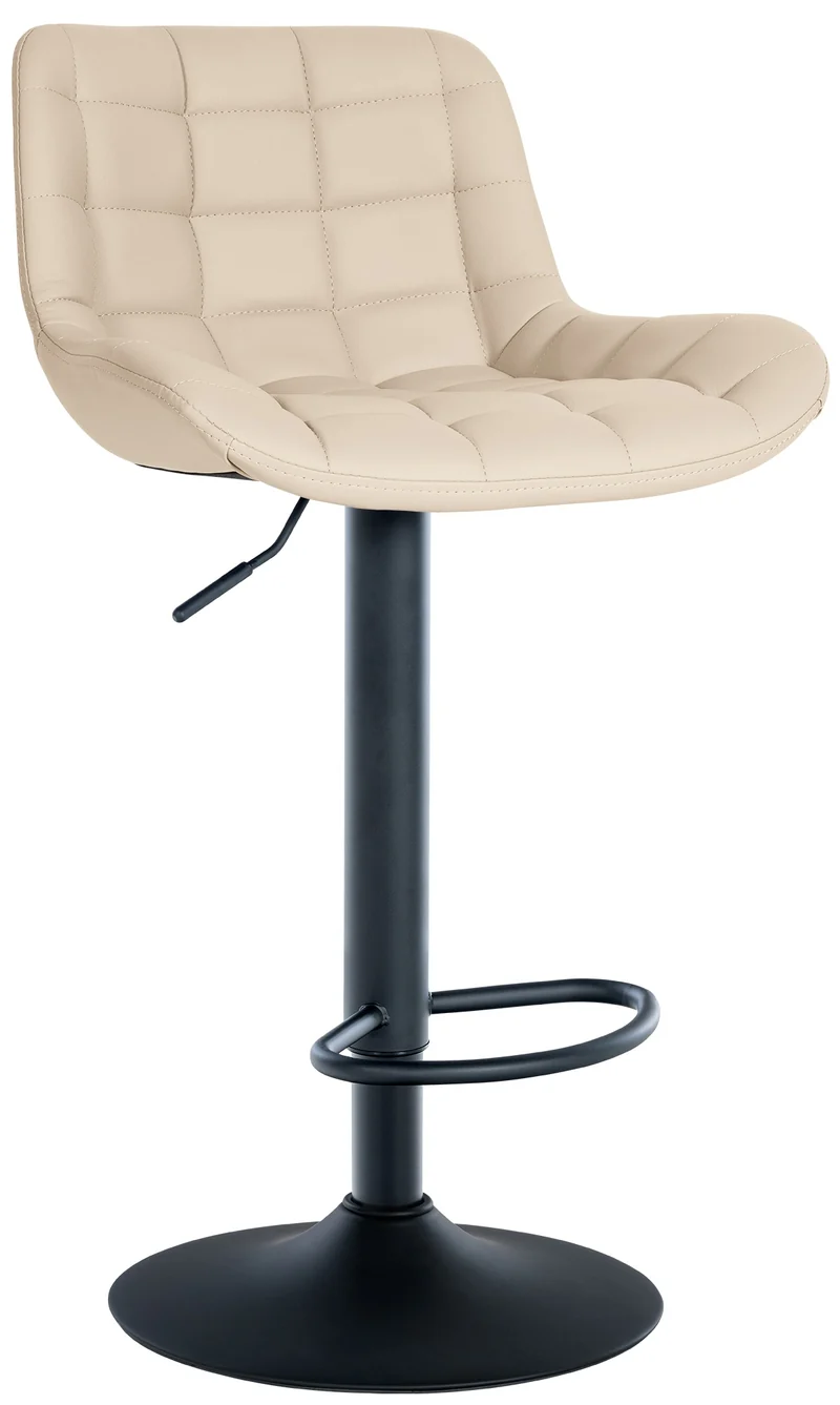 Tabouret de bar x1 structure métallique noir assise en PVC crème avec surpiqûres 10_0005444
