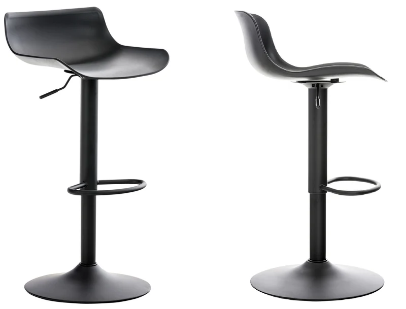 Lot de 2 tabourets de bar pieds trompette style contemporain avec repose-pieds hauteur réglable en plastique et métal noir 10_0000312