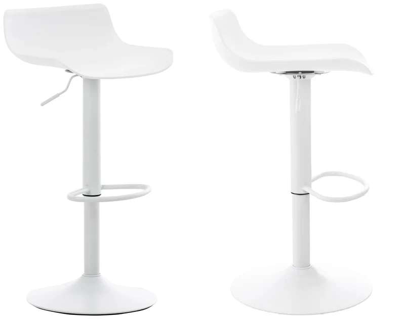 Lot de 2 tabourets de bar pieds trompette style contemporain avec repose-pieds hauteur réglable en plastique et métal blanc 10_0000311