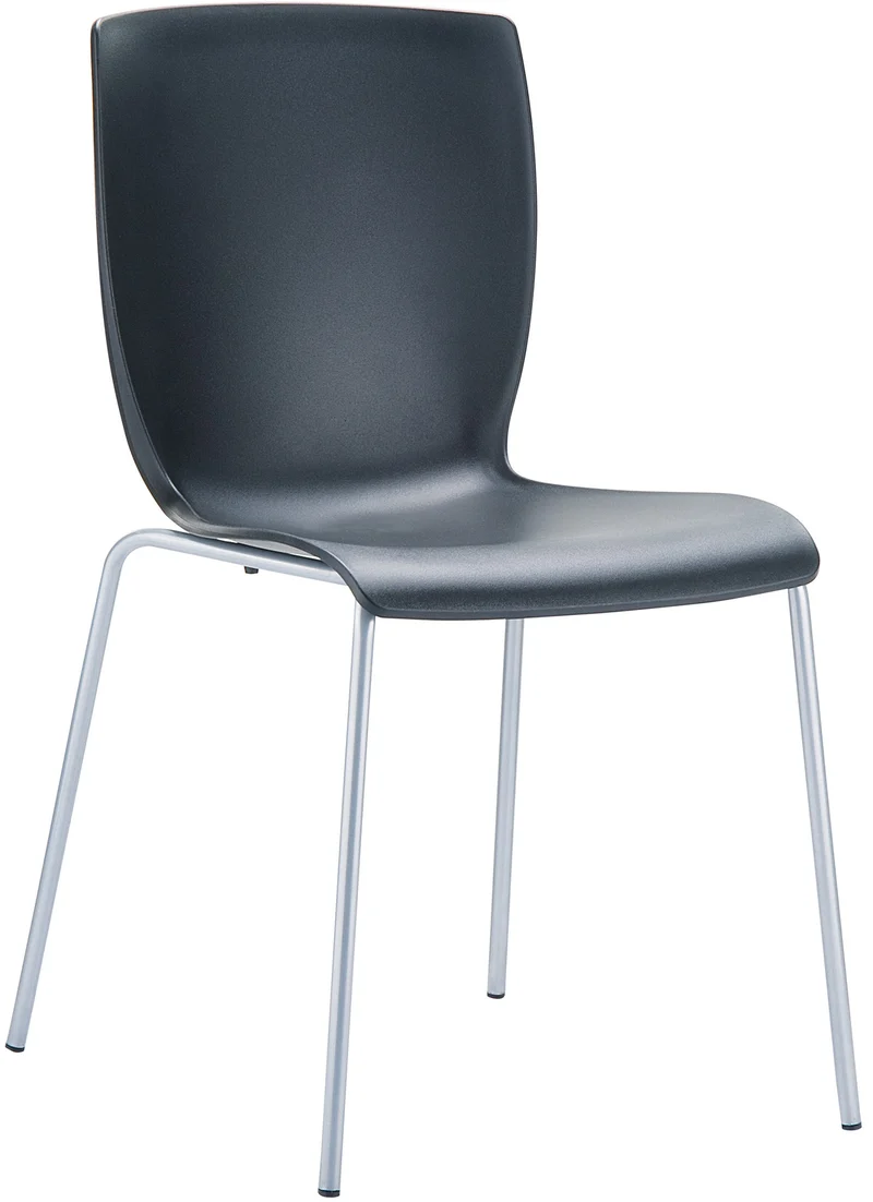 Chaise de cuisine ou véranda empilable pour intérieur ou extérieur assise en plastique noir cadre en aluminium 10_0003023