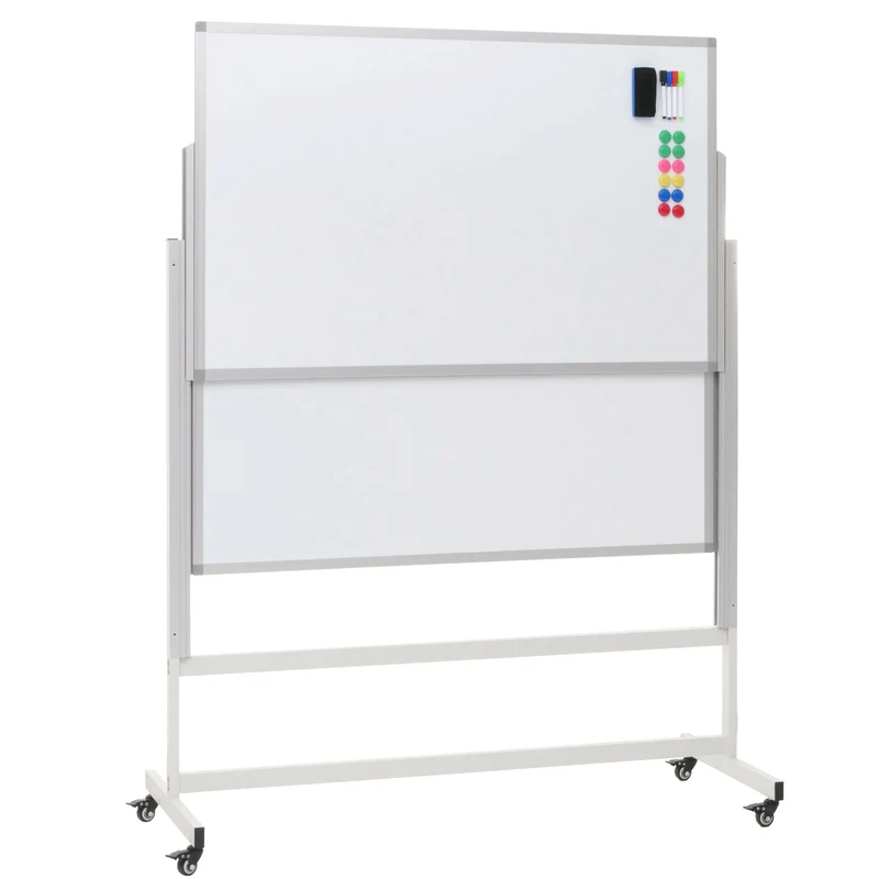 Tableau blanc mobile avec 2 tableaux réglable en hauteur avec accessoires 101 x 69 cm 04_0008573