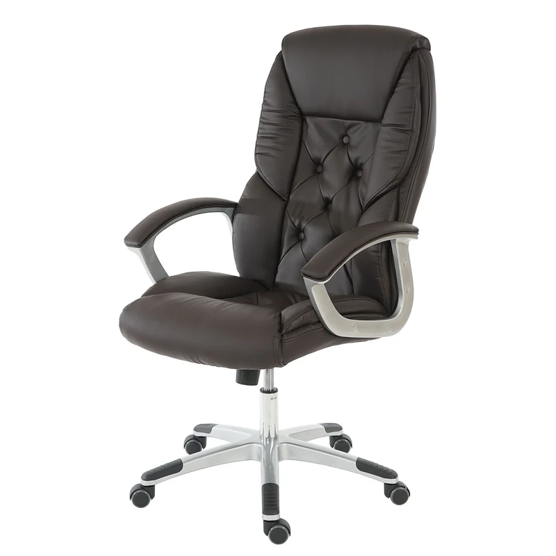 Fauteuil chaise de bureau sur roulettes XXL pivotante en synthétique marron 04_0001906