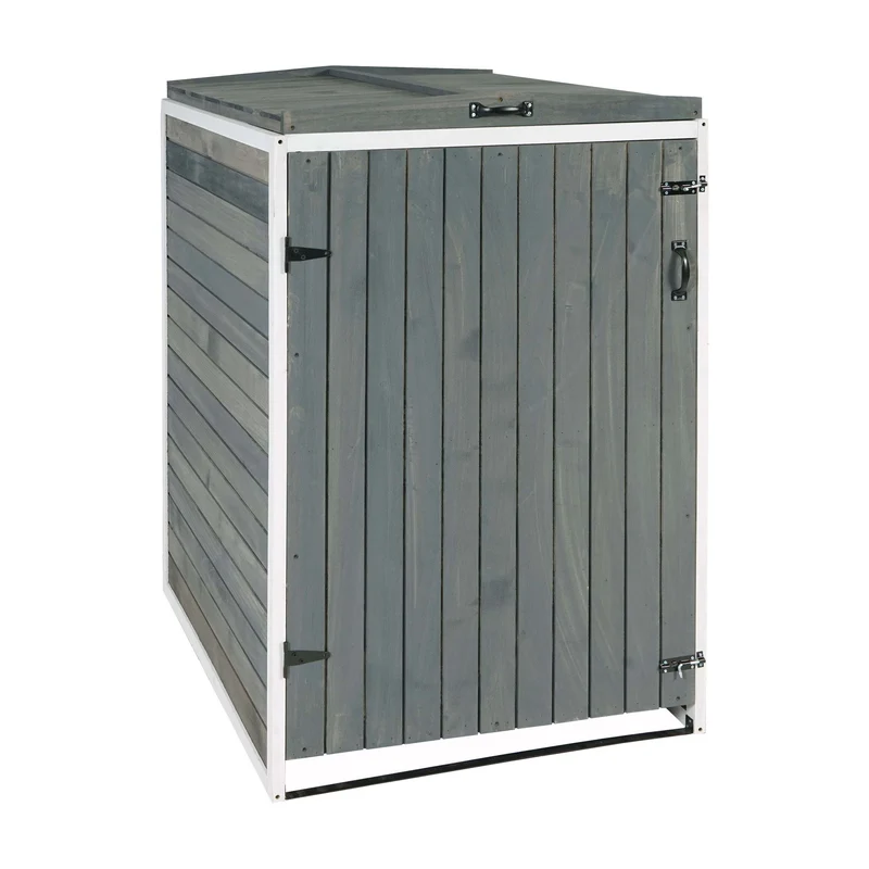 Abris poubelles pour deux bacs normaux 126 x 80 x 98 cm bois mvg gris-blanc 04_0007002