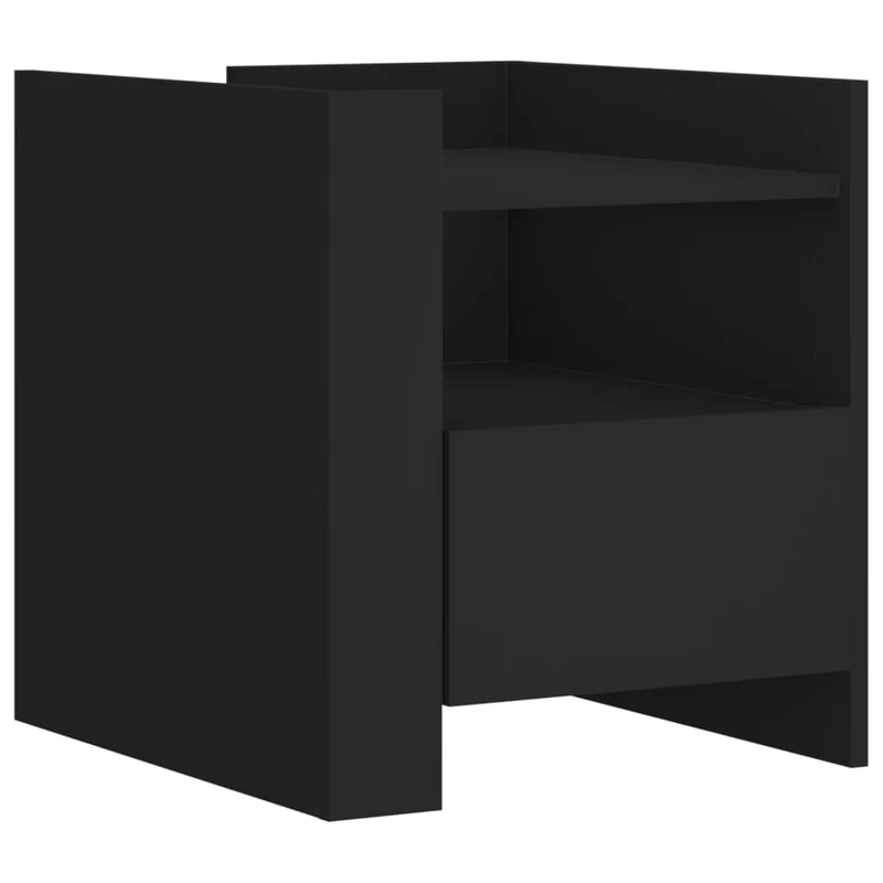 Table de chevet avec tiroir et étagère 45 x 50 x 50 cm bois d’ingénierie noir DEC034493