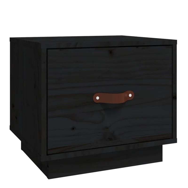 Table de chevet avec tiroir 40 x 34 x 35 cm bois de pin noir DEC034417