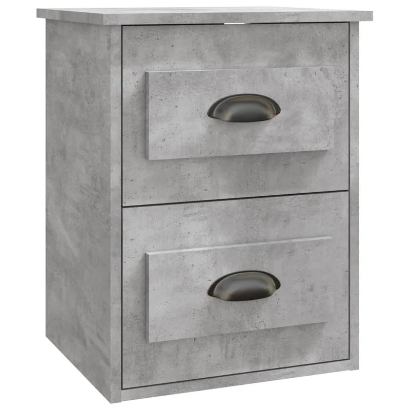 Table de chevet murale avec deux tiroirs 41,5 x 36 x 53 cm bois d'ingénierie gris DEC034298