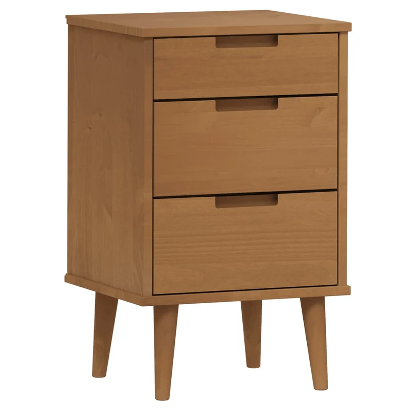 Table de chevet avec 3 tiroirs 40 x 35 x 65 cm bois de pin marron DEC034151
