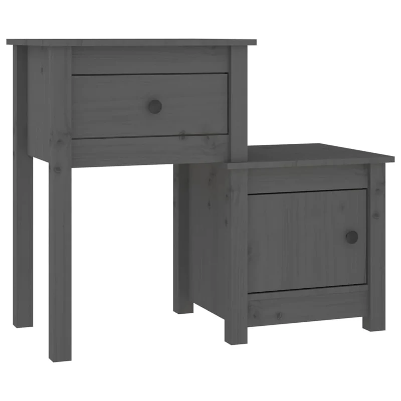 Table de chevet avec tiroir et compartiment avec porte 79,5 x 38 x 65,5 cm bois de pin gris DEC033962