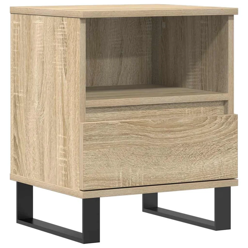 Table de chevet avec tiir et compartiment ouvert 40 x 35 x 50 cm bois d’ingénierie couleur chêne DEC033835