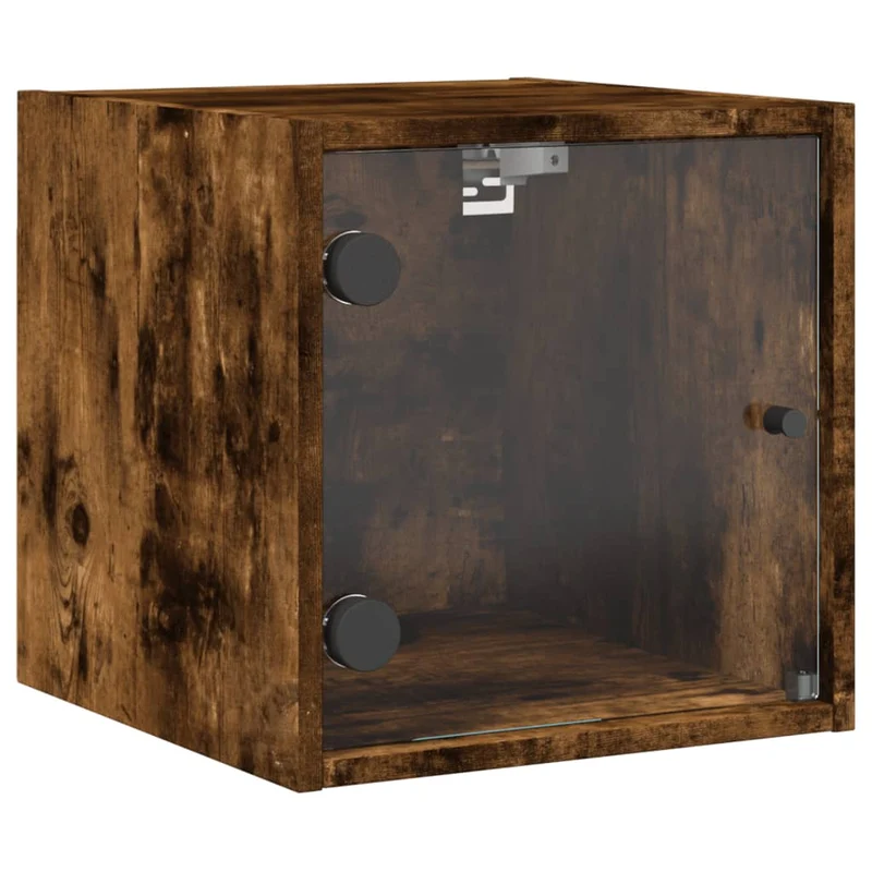 Table de chevet avec porte vitrée 35 x 37 x 35 cm bois d'ingénierie marron verre DEC033266