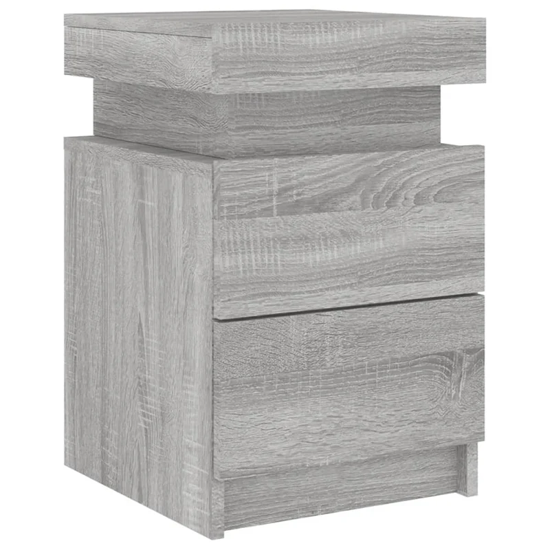 Table de chevet avec lumières LED et tiroirs 35 x 39 x 55 cm bois d'ingénierie gris DEC033198