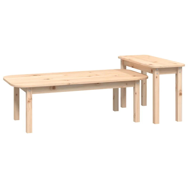 Ensemble de deux tables d'appoint gigogne en bois massif de pin non traité DEC031263