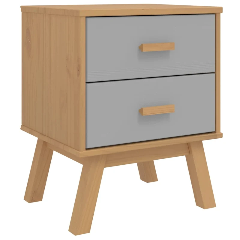 Table de chevet avec deux tiroirs 45 x 39 x 57 cm en bois de pin gris et marron DEC034536