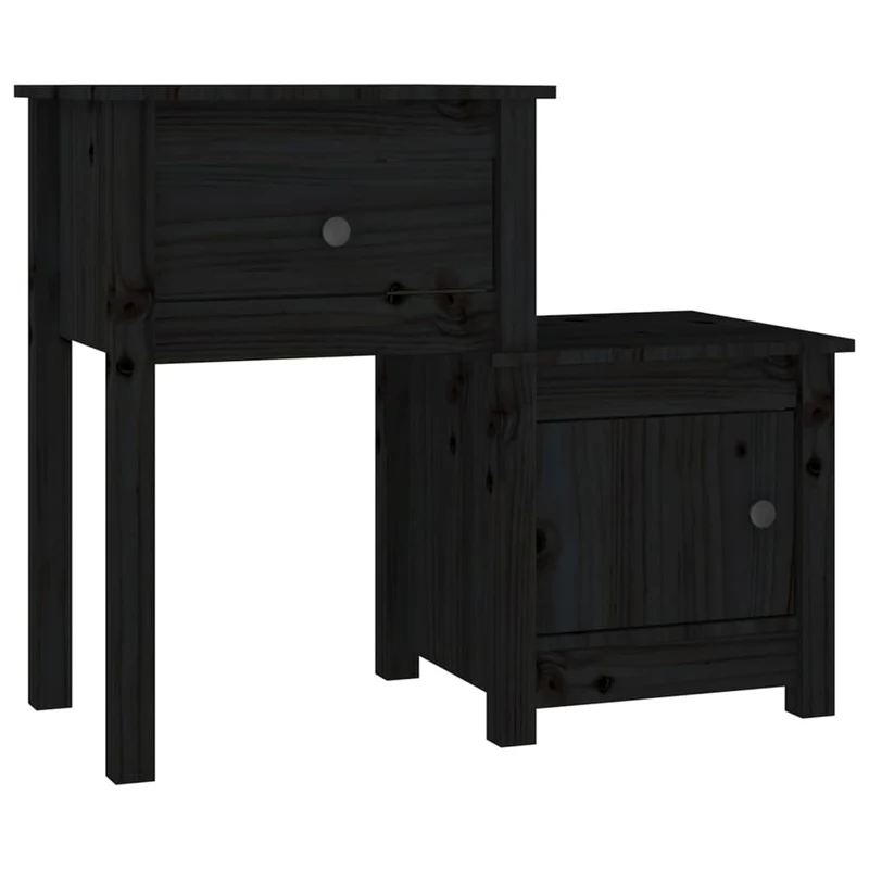 Table de chevet avec tiroir et compartiment avec porte 79,5 x 38 x 65,5 cm bois de pin noir DEC034523