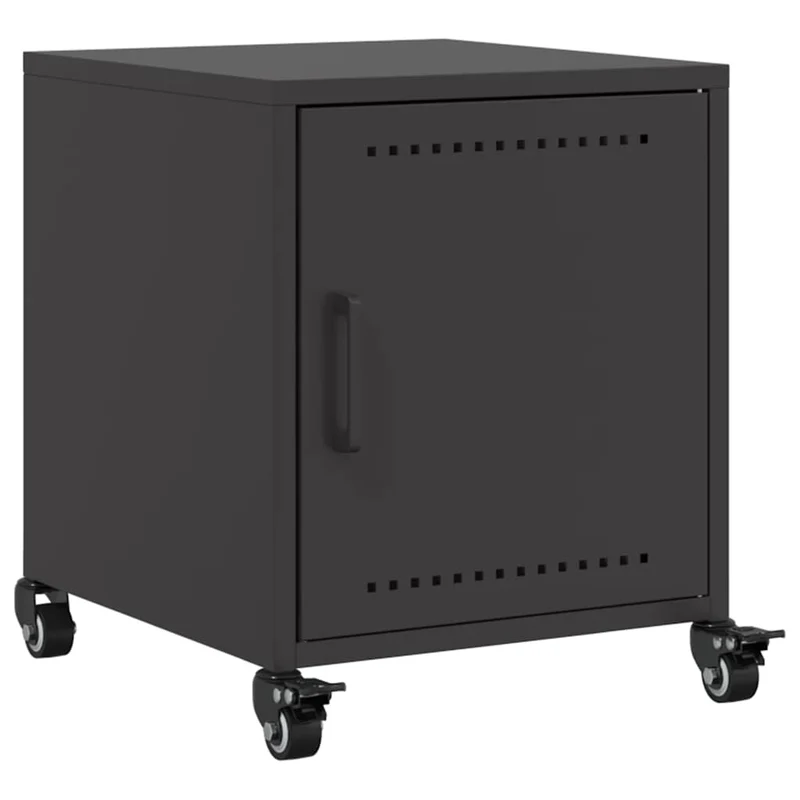 Table de chevet sur roulettes avec compartiment avec porte 36 x 39 x 43,5 cm acier noir DEC034365