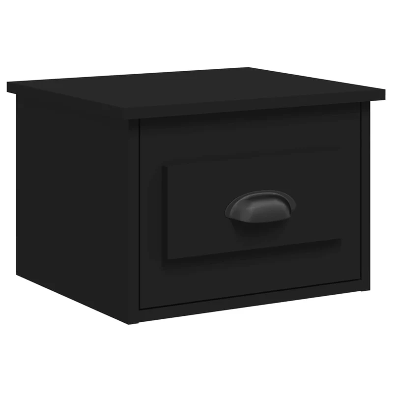 Table de chevet murale avec tiroir 41,5 x 36 x 28 cm en bois d'ingénierie noir DEC034314