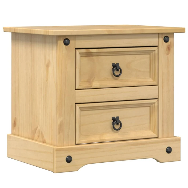 Table de chevet avec deux tiroirs 53 x 39 x 50 cm bois de pin massif DEC033906