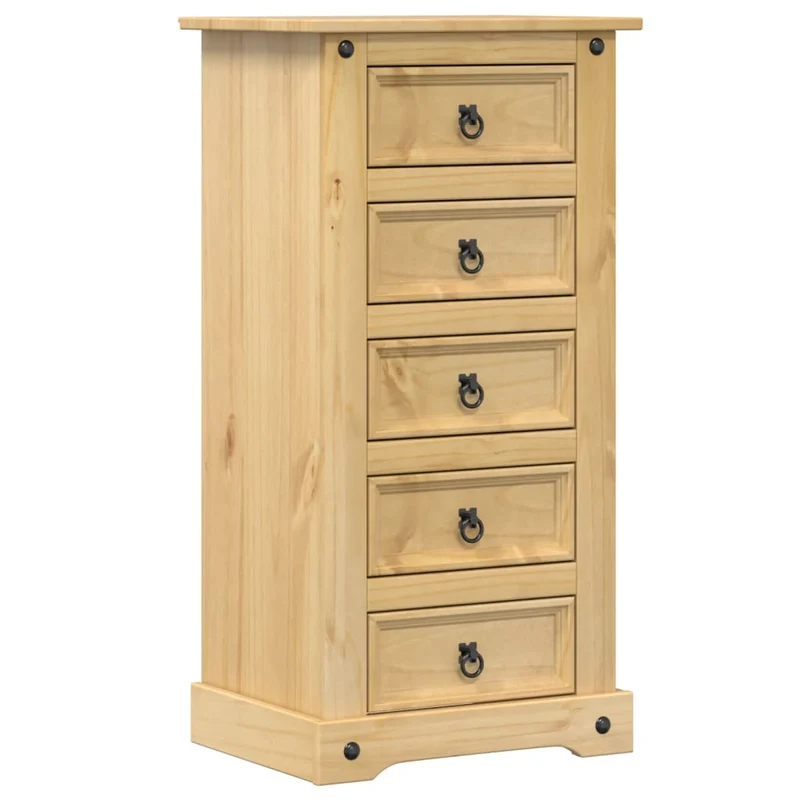 Table de chevet avec 5 tiroirs 53 x 39 x 103 cm bois de pin massif DEC033905