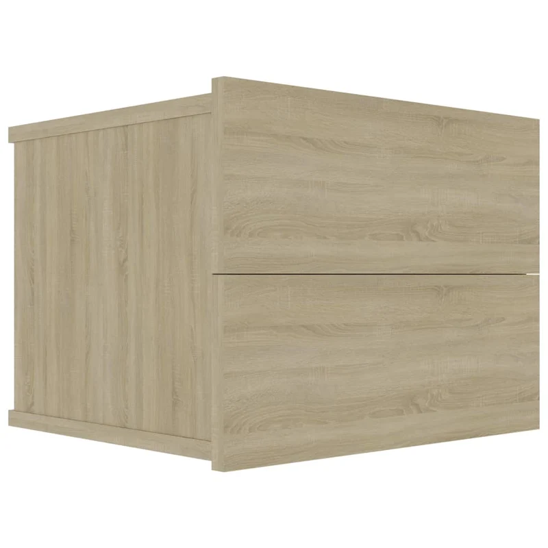Table de chevet murale avec deux tiroirs 40 x 30 x 30 cm bois d'ingénierie couleur chêne DEC033818