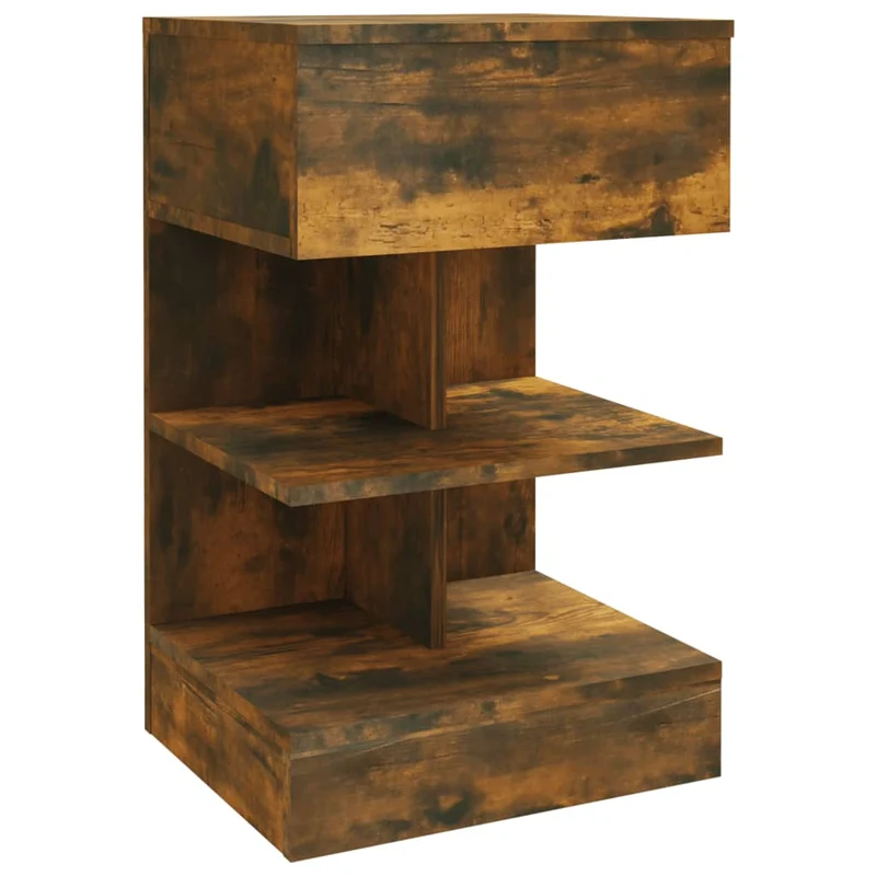 Table de chevet avec étagères de rangement 40 x 35 x 65 cm bois d'ingénierie marron DEC033597