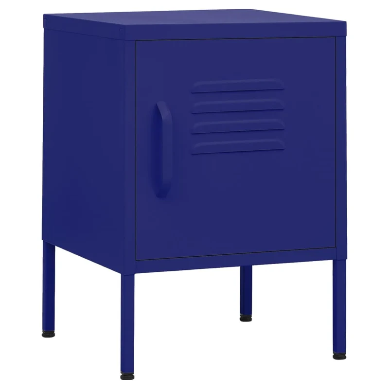 Table de chevet avec étagère avec porte 35 x 35 x 51 cm acier bleu DEC033526