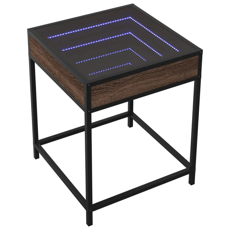 Table de chevet avec miroir à LED 40 x 40 x 51 cm bois d'ingénierie verre et acier DEC033141